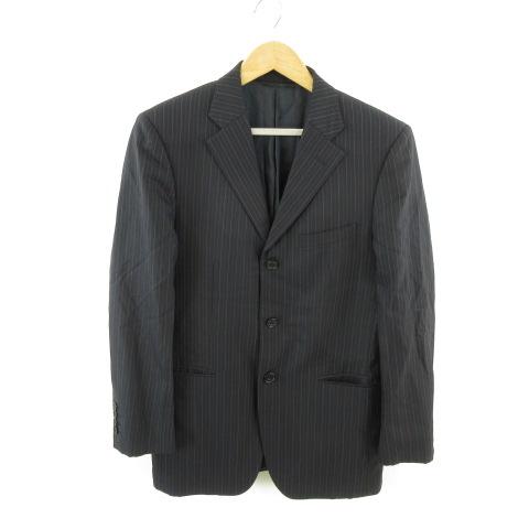 【中古】バーバリーブラックレーベル テーラードジャケット ブレザー 長袖 ピンストライプ 黒 40R メンズ