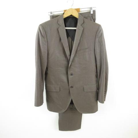 【中古】スコルピオーネビアンコ スーツ セットアップ テーラードジャケット ロングパンツ 茶 50 メンズ