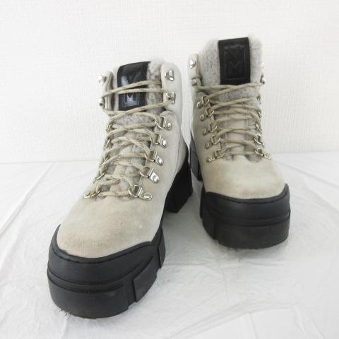 【中古】ビッグマティ VIC MATIE ハイキングブーツ ショートブーツ シューズ 厚底 1V7830D グレー 黒 37 レディース