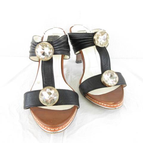 サンダル・ミュール LANVIN LACES SANDALS 中古】ランバン LANVIN サンダル ミュール レザー ハイヒール9.5