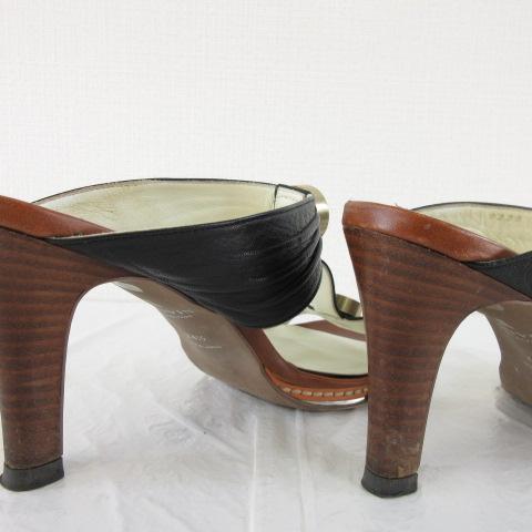 中古】ランバン LANVIN サンダル ミュール レザー ハイヒール9.5