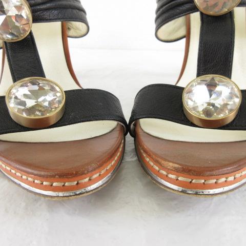 中古】ランバン LANVIN サンダル ミュール レザー ハイヒール9.5