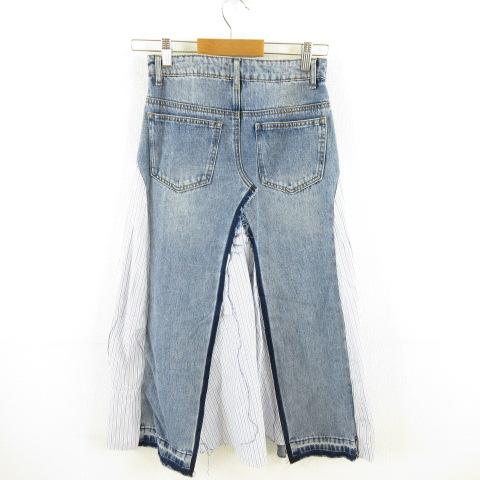 青と白のストライプ デニム生地 中古ディジット d\u0027zzit スカート デニム ストライプ ロング 異素材