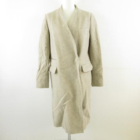【中古】ジェーンスミス JANE SMITH ノーカラーコート 長袖 ロング グレージュ 38 *T532 レディースの通販は 7,800円