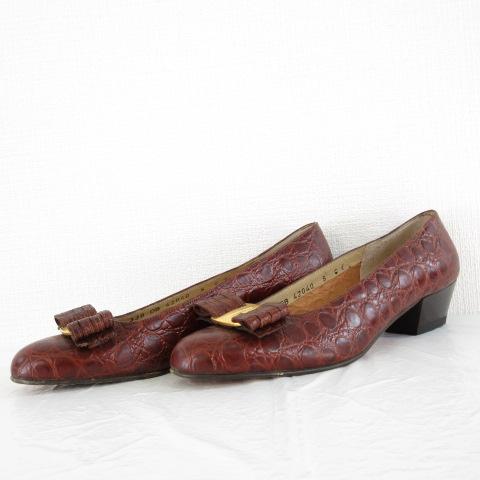 中古】サルヴァトーレフェラガモ Salvatore Ferragamo パンプス 型押し