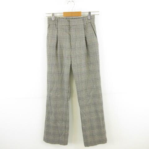【中古】イング INGNI ストレートパンツ ロング チェック ストレッチ グレー 黒 M *A575 レディース
