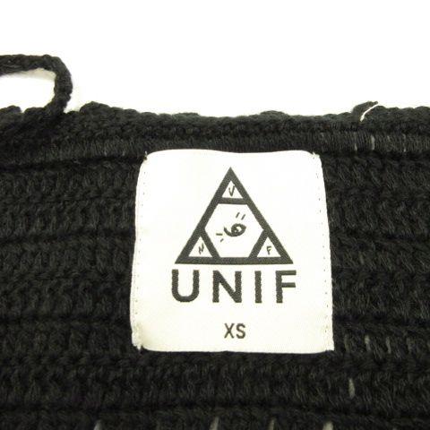 【中古】未使用品 ユニフ UNIF ニットキャミワンピース チュニック ミニ 鍵編み 黒 XS *A640 レディース_2