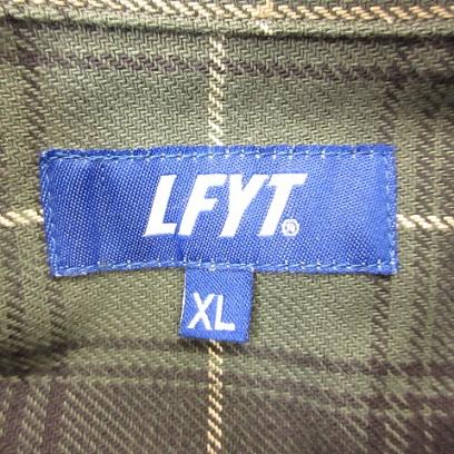 【中古】エルエフワイティー LFYT フランネルシャツ チェック 長袖 ロゴ刺繍 LA220202 緑 XL *T76 メンズ_2