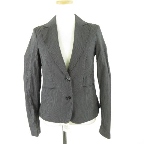 【中古】未使用品 ユーン YOON テーラードジャケット 長袖 ストライプ イタリア製 黒 42 *A87 レディース