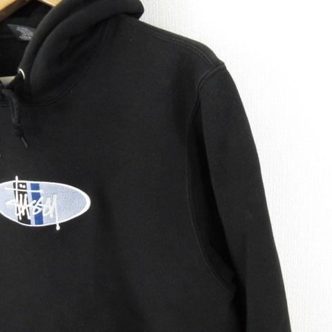 【中古】ステューシー STUSSY パーカー プルオーバー 長袖 裏起毛 ロゴ刺繍 118367 黒 *A250 メンズ_3