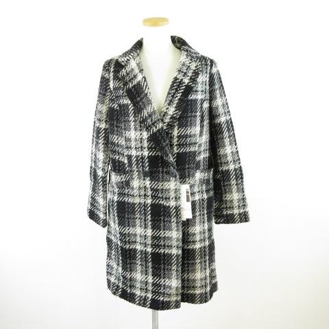 【中古】未使用品 ARMARIUM persodea コラボ チェックチェスターコート ロング 長袖 黒 白 9 M *A653 レディースの通販は 5,510円