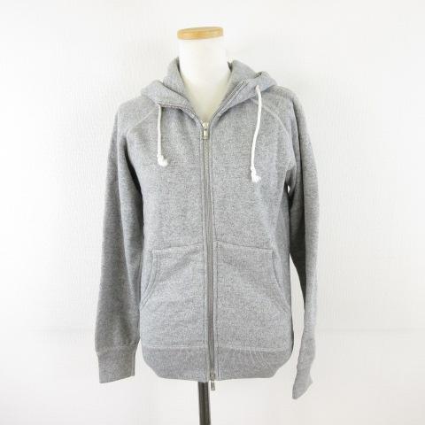 【中古】THE Sweat Zip up Hoodie パーカー スウェット ジップアップ 長袖 グレー XS *A683 メンズ レディース