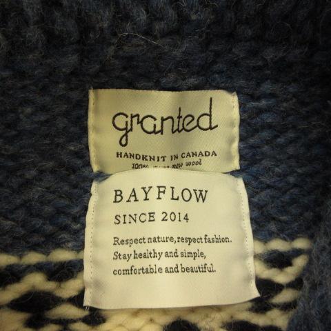 【中古】ベイフロー BAYFLOW グランテッド granted ニットカーディガン ジップアップ 長袖 青 オフホワイト メンズ_2