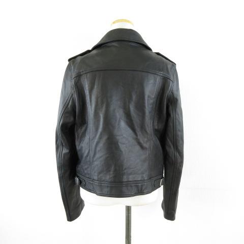 中古】マックス MAX ラムレザージャケット ライダース 長袖 黒 12