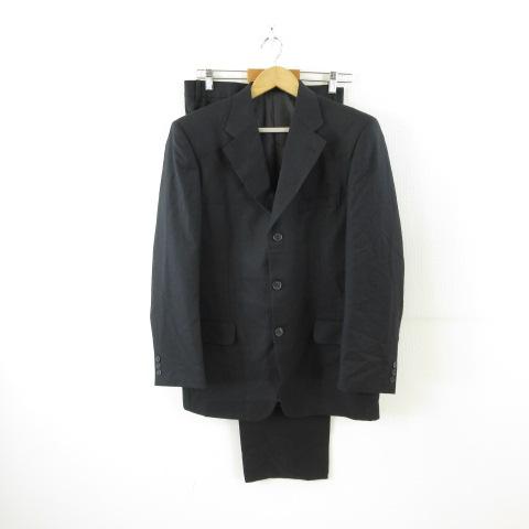 【中古】Ariston's スーツ セットアップ テーラードジャケット ロングパンツ スラックス 黒 *T317 メンズ