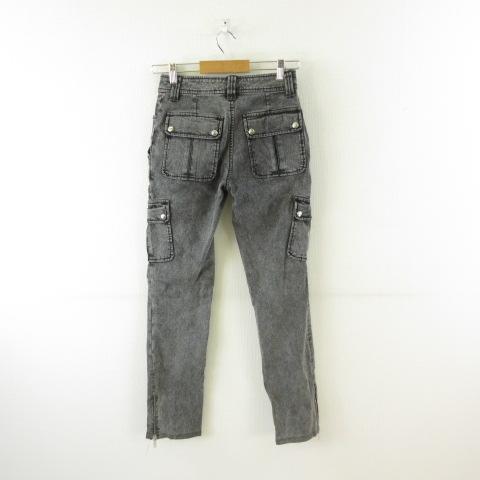 【中古】セリーヌ CELINE デニムパンツ ジーンズ ロング カーゴ ストレッチ 黒 34 *T806 メンズ_1