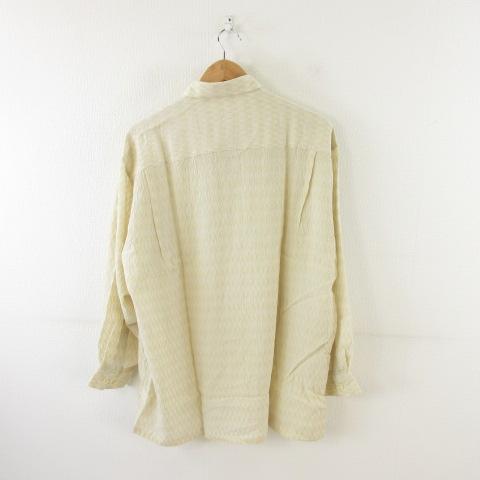 【中古】未使用品 バラシ barassi ボタンダウンシャツ 長袖 総柄 ベージュ 48 *A691 メンズ_1