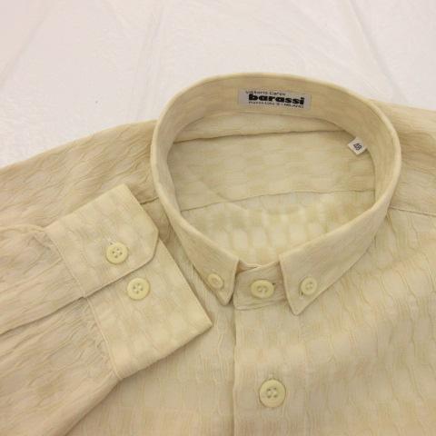 【中古】未使用品 バラシ barassi ボタンダウンシャツ 長袖 総柄 ベージュ 48 *A691 メンズ_4