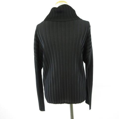 美品 プリーツプリーズ ハイネック プリーツ カットソー ブラウス 3 ブラック プリーツプリーズ PLEATS PLEASE カットソー ハイネック 3 ブラック 黒