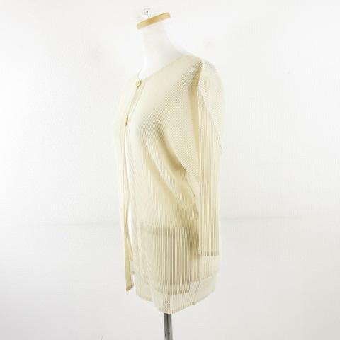 【中古】プリーツプリーズ PLEATS PLEASE イッセイミヤケ カーディガン 七分袖 ベージュ 3 *A757 レディース_4