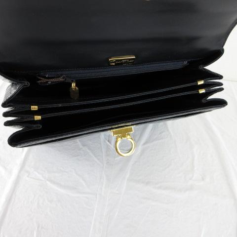 【中古】クリエーションルセ CREATION LUSSET ハンドバッグ クロコダイル レザー 黒 *T436 レディース_5
