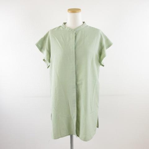 【中古】ショコラフィネローブ chocol raffine robe フレンチスリーブシャツ ブラウス 緑 F *A871 レディース