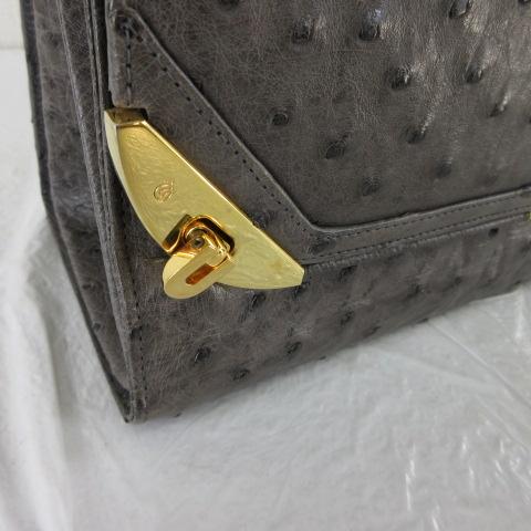 中古】コンテス Comtesse ハンドバッグ オーストリッチ レザー グレー