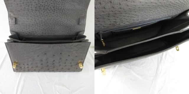 【中古】コンテス Comtesse ハンドバッグ オーストリッチ レザー グレー *T565 レディース_5