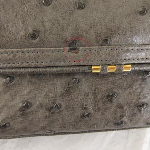 【中古】コンテス Comtesse ハンドバッグ オーストリッチ レザー グレー *T565 レディース_8