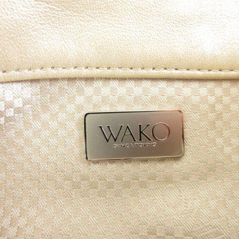 中古】銀座和光 WAKO 編み込みレザーハンドバッグ ベージュ *A89