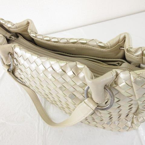 【中古】銀座和光 WAKO 編み込みレザーハンドバッグ ベージュ *A89 レディース 中古】銀座和光 WAKO 編み込みレザーハンドバッグ ベージュ *A89