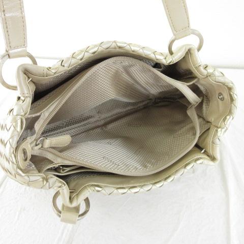 中古】銀座和光 WAKO 編み込みレザーハンドバッグ ベージュ *A89