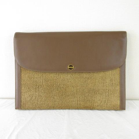 【中古】ボルボネーゼ BORBONESE by redwall クラッチバッグ レザー 茶 *T318 レディース