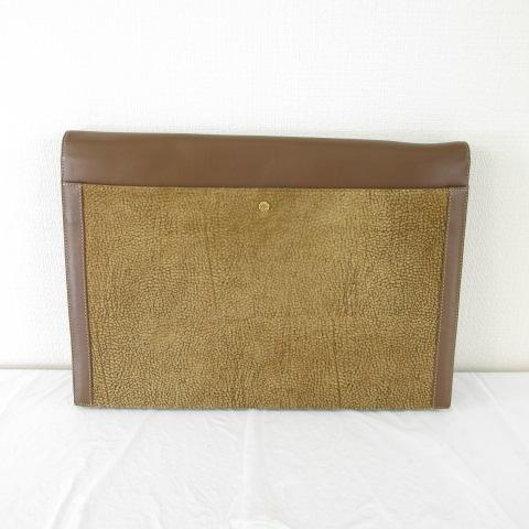【中古】ボルボネーゼ BORBONESE by redwall クラッチペダル御徒面子 なめし革 茶 *T318 レディース