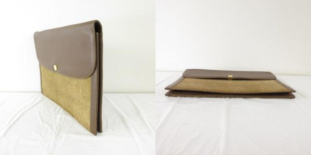 【中古】ボルボネーゼ BORBONESE by redwall クラッチペダル御徒面子 なめし革 茶 *T318 レディース