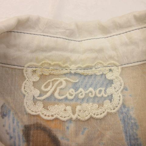 【中古】インポートロッサ Rossa シャツ ブラウス 七分袖 総柄 白 42 *A193 レディース 中古】インポートロッサ Rossa シャツ ブラウス 七分袖 総柄 白 42