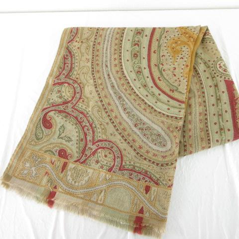 【中古】エトロ ETRO ストール ショール ペイズリー 総柄 カシミヤ混 茶 *T540 レディース