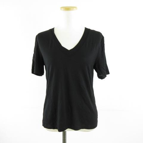 【中古】FIL NOIR カットソー Vネック 半袖 黒 XS *A424 レディース