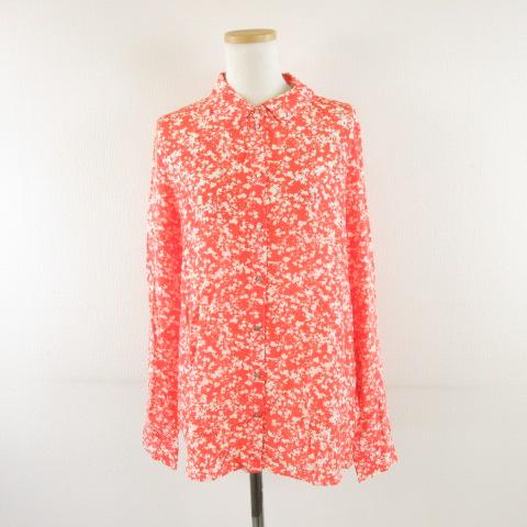 【中古】サンクー SUNCOO シャツ ブラウス 長袖 総柄 赤 白 TO *A427 レディース