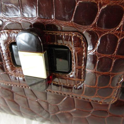 中古】ハマノ HAMANO ショルダーバッグ ハンド 2way クロコダイル