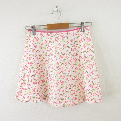 【中古】マドモアゼルタラ MademoiselleTARA ミニスカート フレア 花柄 ピンク 白 38 *A712 レディース