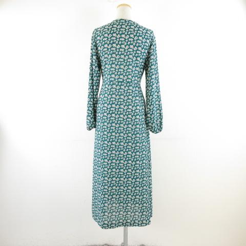 【中古】ロペ ROPE 花柄衣装 長袖 ロング 緑 白 36 *A742 レディース