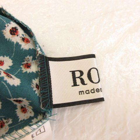 【中古】ロペ ROPE 花柄衣装 長袖 ロング 緑 白 36 *A742 レディース