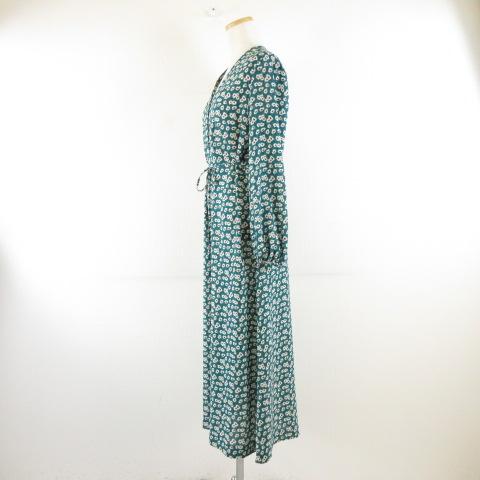 【中古】ロペ ROPE 花柄衣装 長袖 ロング 緑 白 36 *A742 レディース