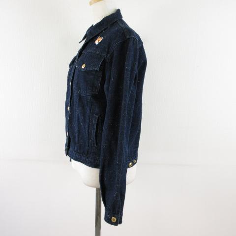 【中古】メゾンキツネ MAISON KITSUNE デニムジャケット Gジャン 長袖 ワンポイント 紺 インディゴ S レディース_8