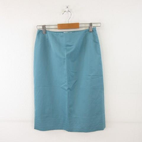 【中古】未使用品 アイスバーグ ICEBERG ひざ丈スカート タイト 青 38 *A136 レディース