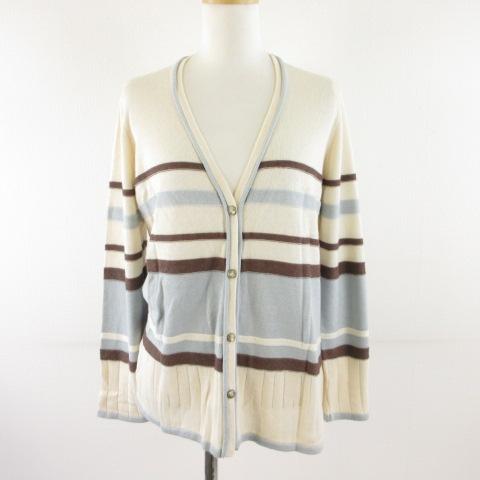 【中古】インポートロッサ Rossa ニットカーディガン 長袖 シルク混 ライトベージュ クリーム色 44 *T715 レディース