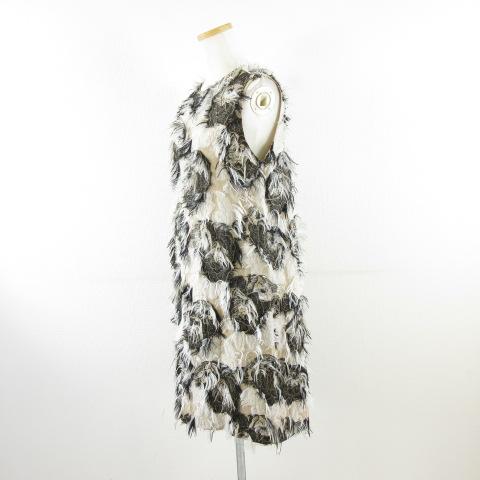 【中古】フレイアイディー FRAY I.D ノースリーブワンピース ミニ フリンジ ベージュ 黒 1 *A500 レディース 中古】フレイアイディー FRAY I.D ノースリーブワンピース ミニ