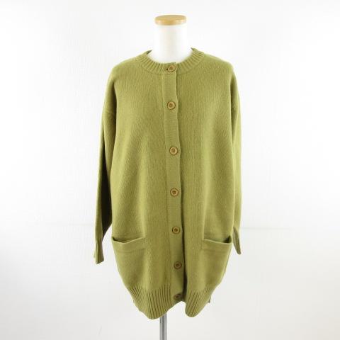【中古】クロエ CHLOE ニットカーディガン ハーフ丈 長袖 黄緑 40 *A512 レディース