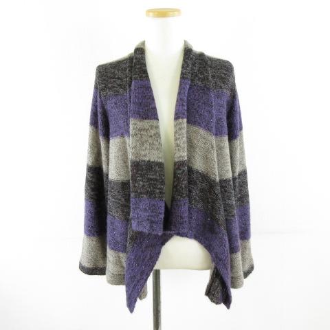 【中古】アルバ インポートロッサ alba ニットカーディガン 長袖 紫 グレー 44 *A561 レディース